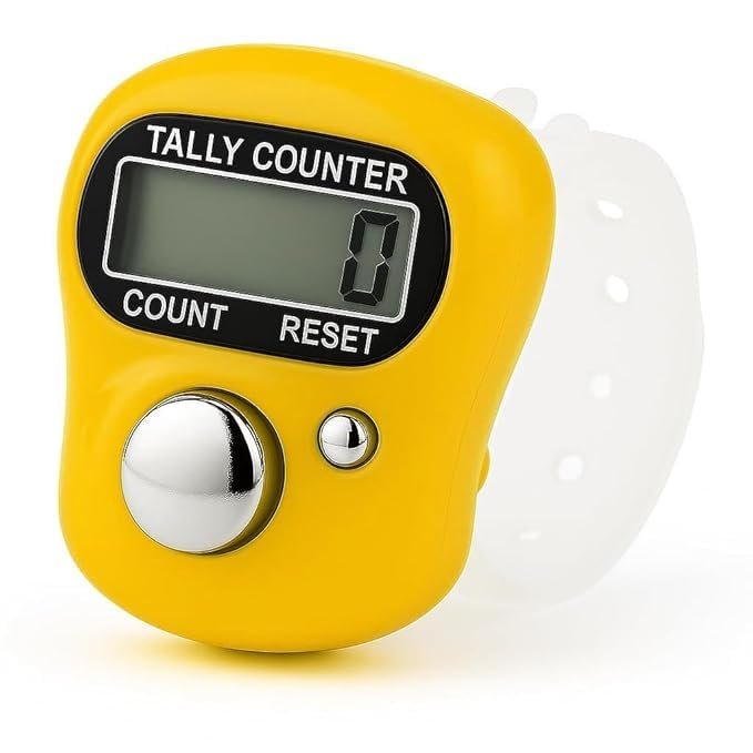 Mini Hand Tally Counter Finger Ring Digital Electronic Head Count,Japas Counter Counting Machine for Mantra Jap and Cricket Umpire Purpose Small-Multicolor (Pack-1) (Yellow)