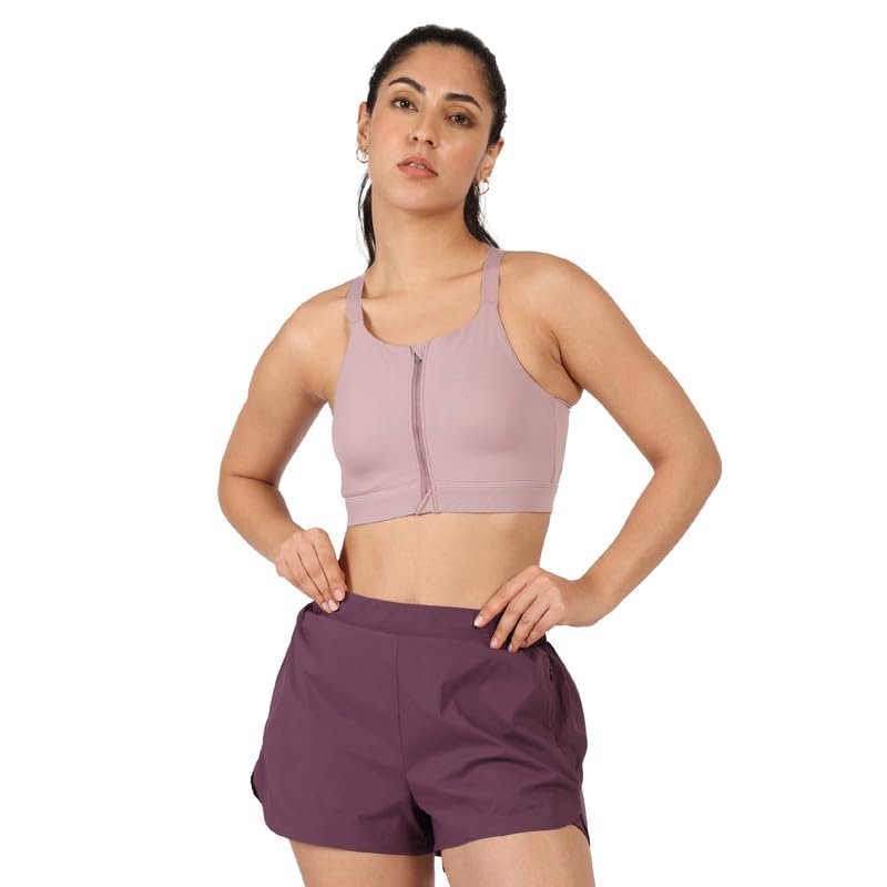 BlissClub Zip-Up Sports Bra | Front Zip Closure | Attached Hook for Extra Support | Adjustable Straps | Removable Cups