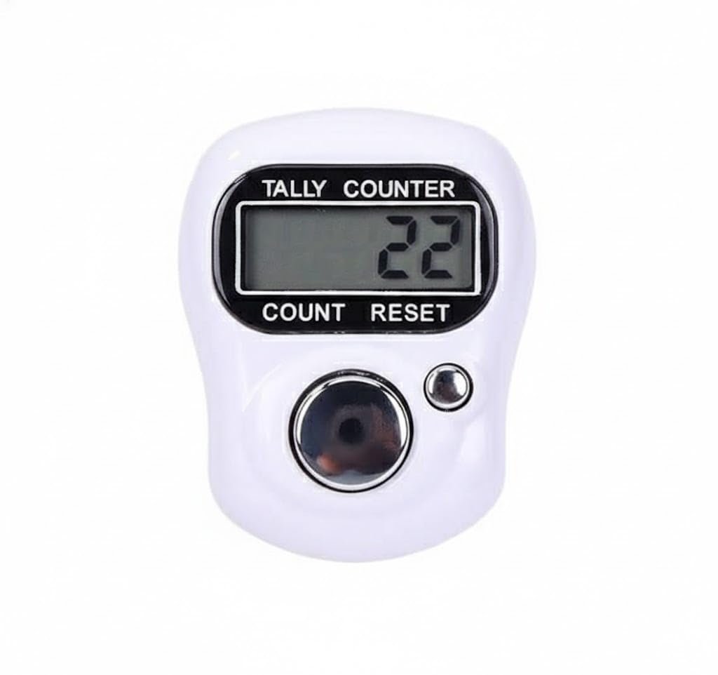 Digital Jaap Mala Finger Counter | Electronic Tally Counter with Reset Button for Mantra Chanting, Meditation, Yoga, Fitness Reps, Breathing Practice & Daily Counting,White (White)