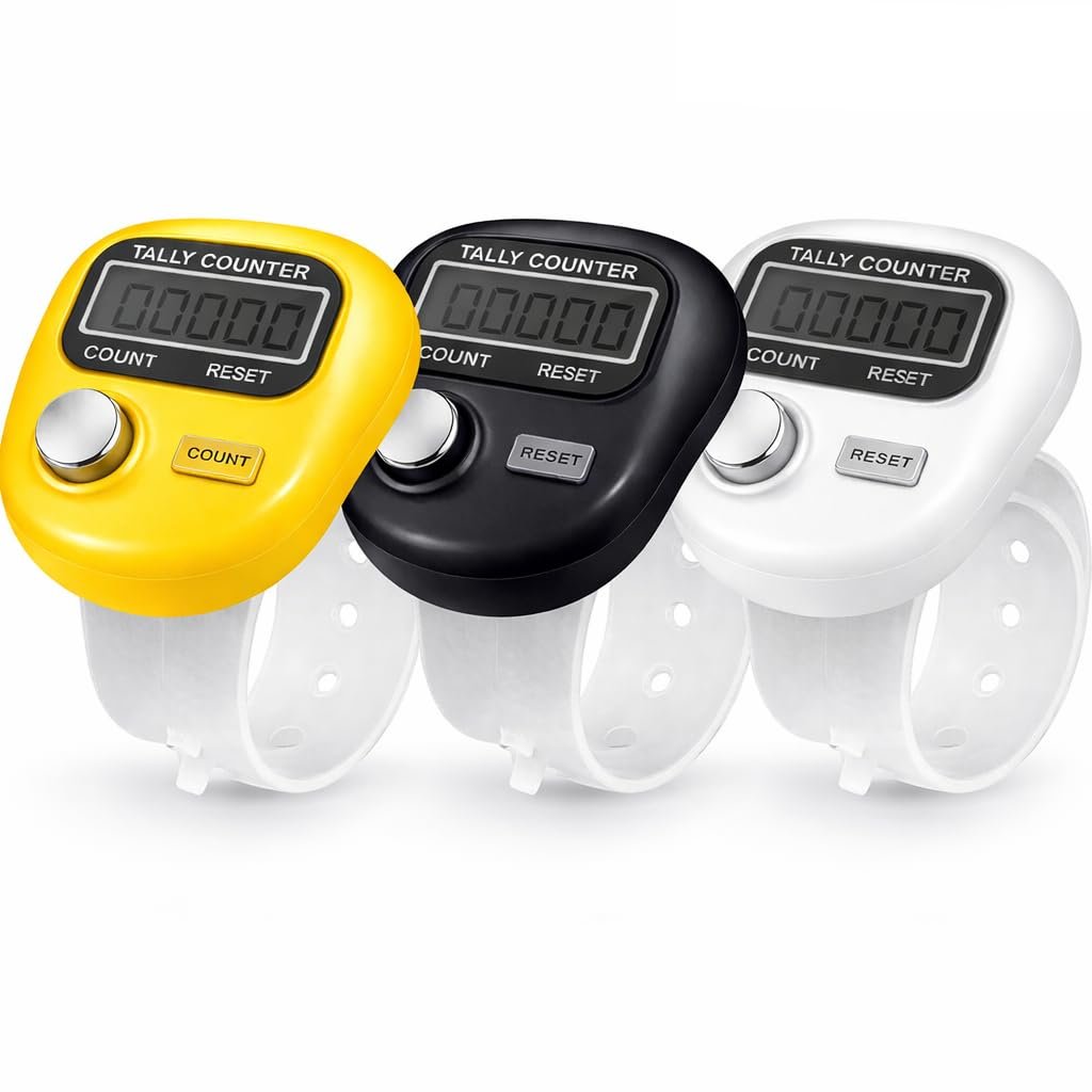 Mini Hand Tally Counter Finger Ring | Digital Electronic Head Count, Japa Counter Counting Machine for Mantra Jap, Mala Jaap Counter – Multicolor (Pack of-3)