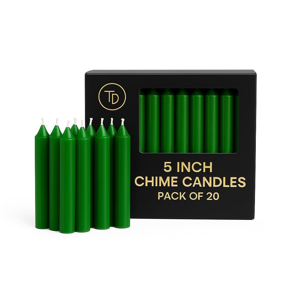 True Decor Wax 5″ Green Pack Of 20 Chime/Spell/Mombati Candles || Green Candles For Money, Success, Health And Good Luck || Burn Time 4 Hrs