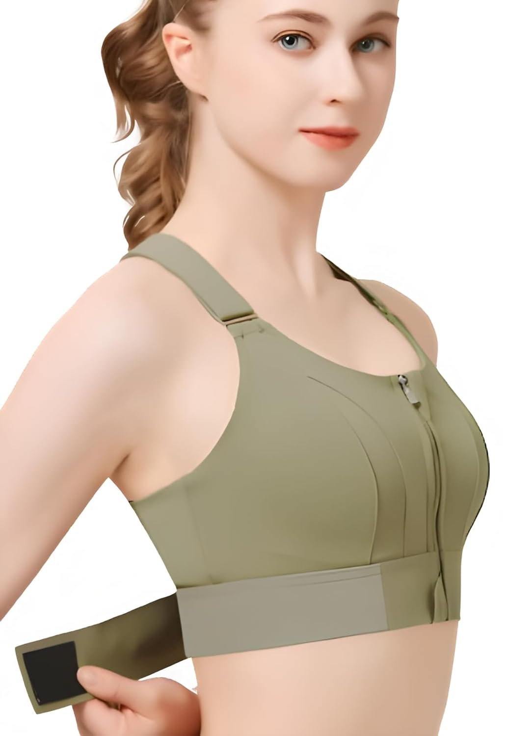 Women Polyester Spandex High Impact Front Zip Sports Bra Fitness Criss Cross Back Crop Tops for Gym, Yoga & Workout – Size: M-4XL