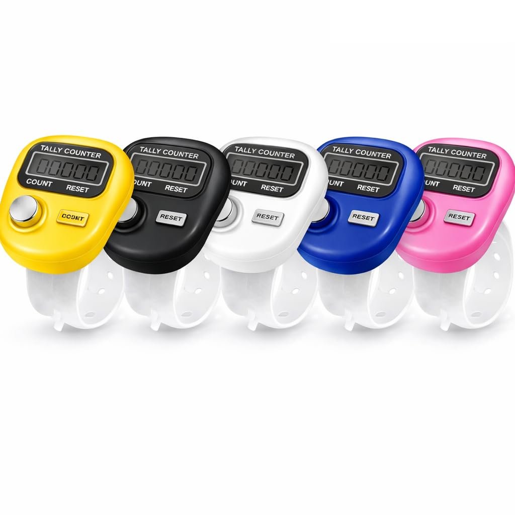 Mini Hand Tally Counter Finger Ring | Digital Electronic Head Count, Japa Counter Counting Machine for Mantra Jap, Mala Jaap Counter – Multicolor (Pack of-5)