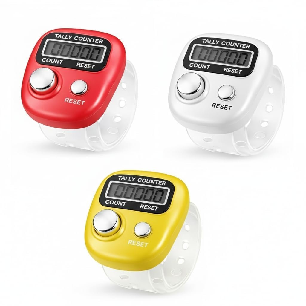 Bencho Mini Hand Tally Counter Finger Ring | Digital Electronic Head Count, Japa Counter Counting Machine for Mantra Jap, Mala Jaap Counter – Multicolor (Pack of-1)