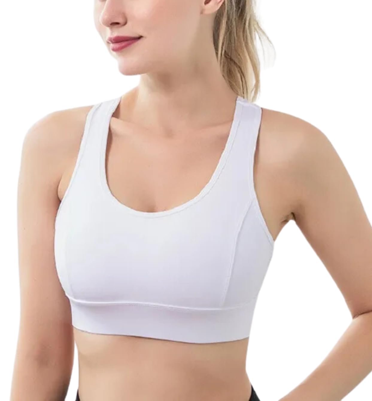 GLAMORAS Nylon Spandex Active Sports Bra for Women | Full Coverage, Non-Wired, Seamless, Stretchable & Support Activewear for Women | Criss Cross Back Crop Tops for Gym, Yoga & Workout – Size: S – 2XL