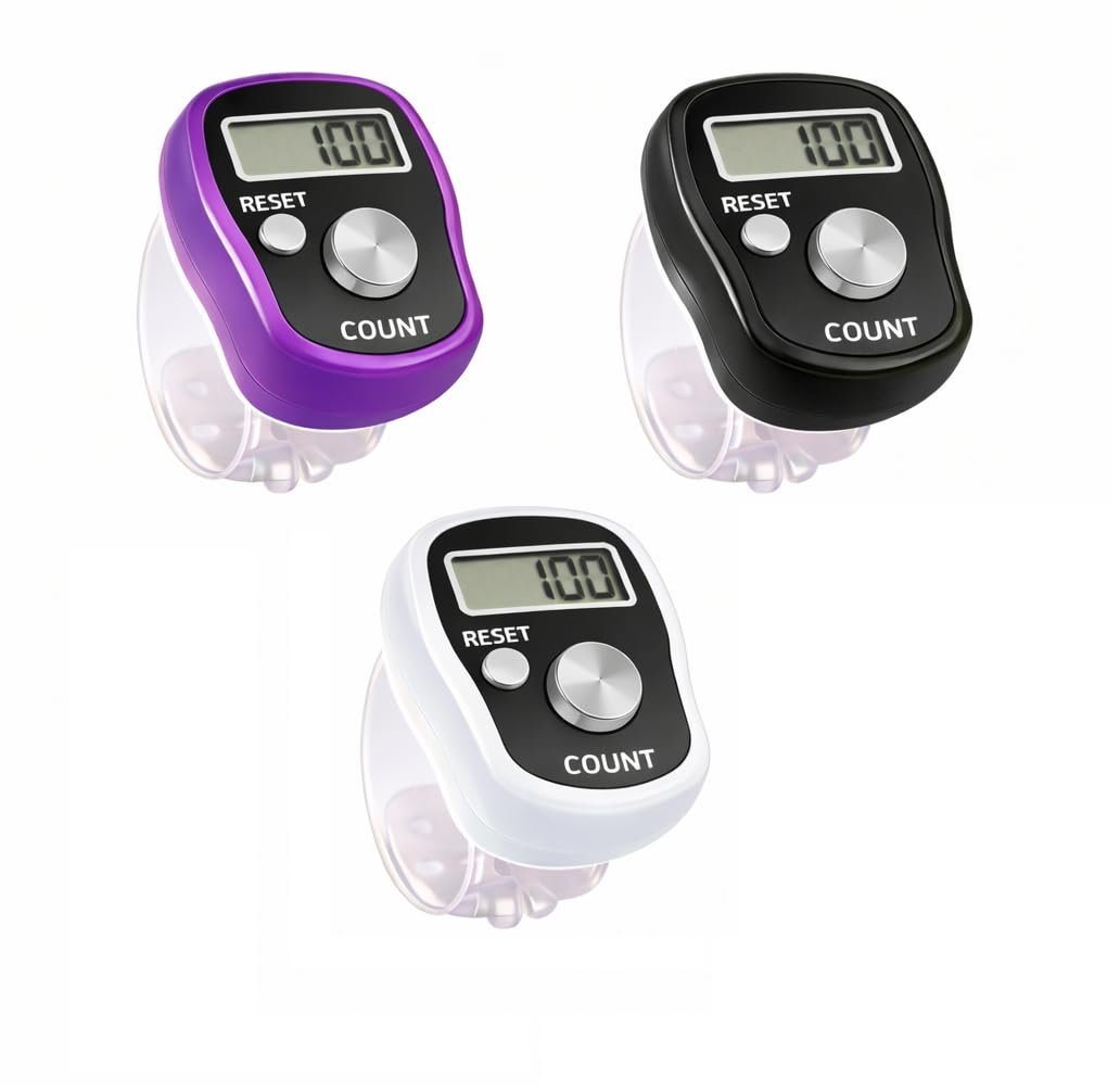 KTRIO Digital Finger Counter – Electronic Hand Tally Counter with Adjustable Strap, LCD Display & Reset Button | Portable Japa Counter for Chanting, Meditation, Sports & Score Tracking (Pack of 3)