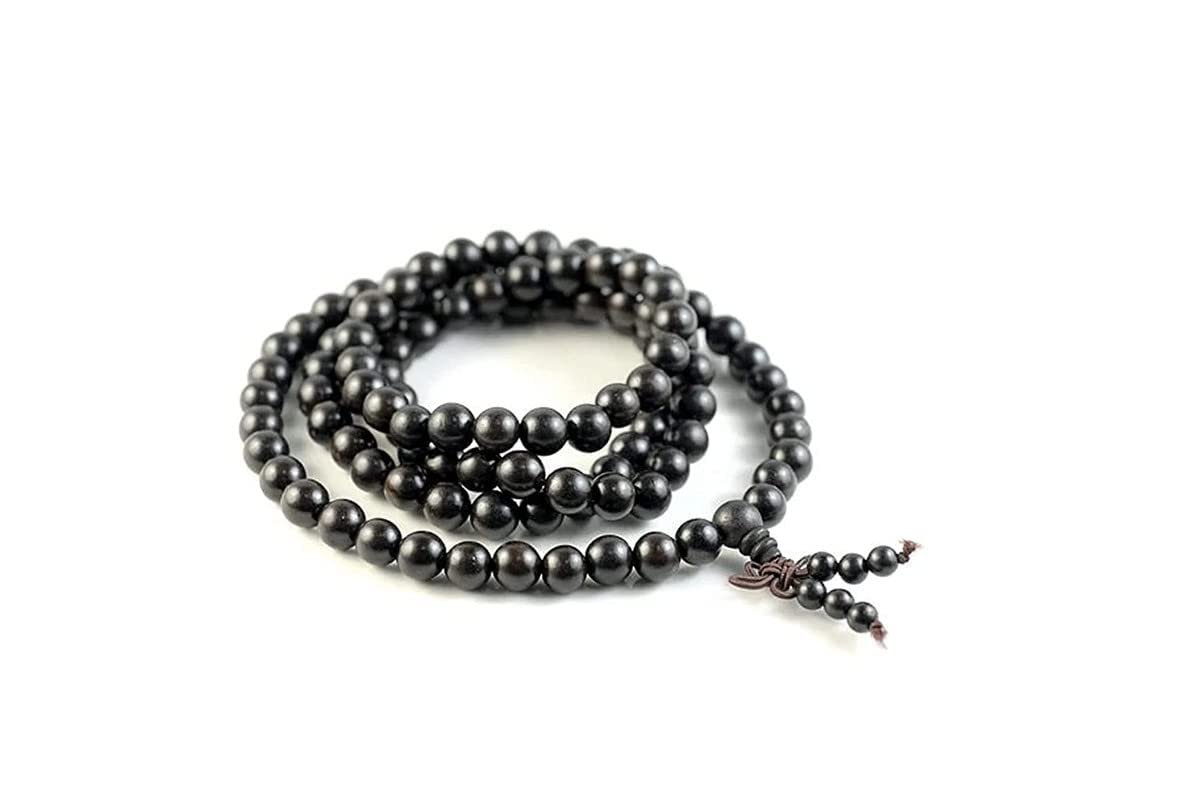 Karungali Malai 6 mm 108+1 beads Orignal Ebony Mala, Natural Black Ebony Wood Mala for Meditation Pooja Chanting Wearing Jewelry Prayer Beads