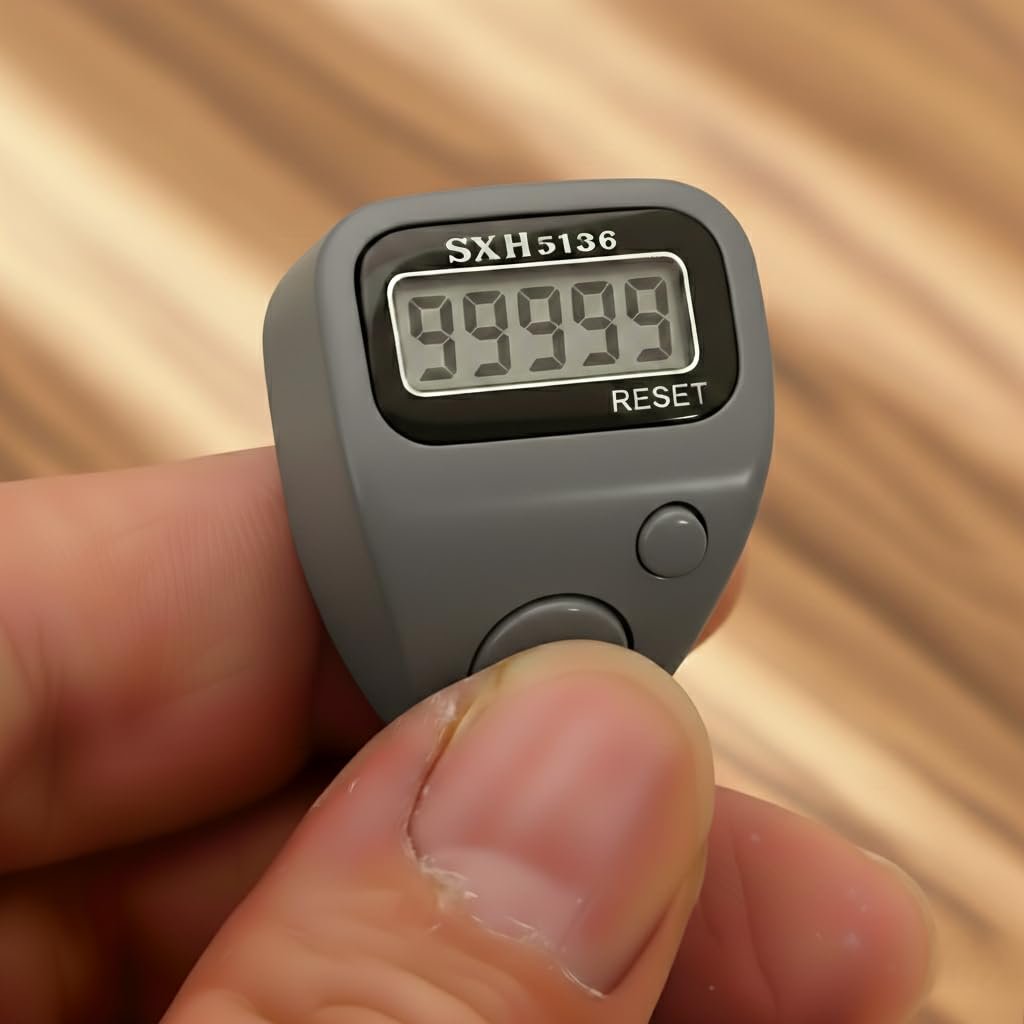 Digital Counter Tally Counter, Black, 5-Digit LCD Display with Reset Button (Pack of 1) (Grey)