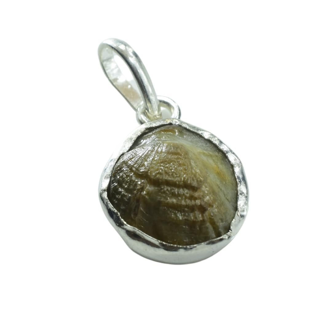 Ratna Shree Jewellers & Gems Machmani Silver Locket 17 Carat 100% Natural And Certified Machmani (3 Gram +) | From Authentic Loboratory | Natural Machh mani Original Pendant