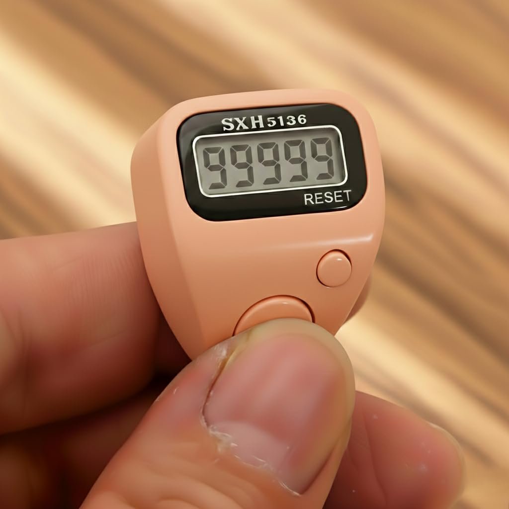 Digital Counter Tally Counter, Black, 5-Digit LCD Display with Reset Button (Pack of 1) (Peach)