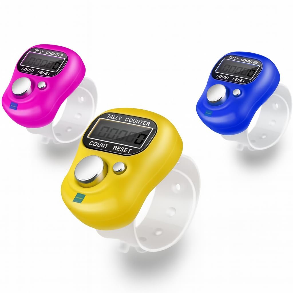 3 Pcs Digital Finger Counter, Portable Tally Counter with LED Display, Multiuse Handheld Counter | Naam Jap Counter | Mini Digital Tally Counter Finger Ring | Electronic Chanting Machine