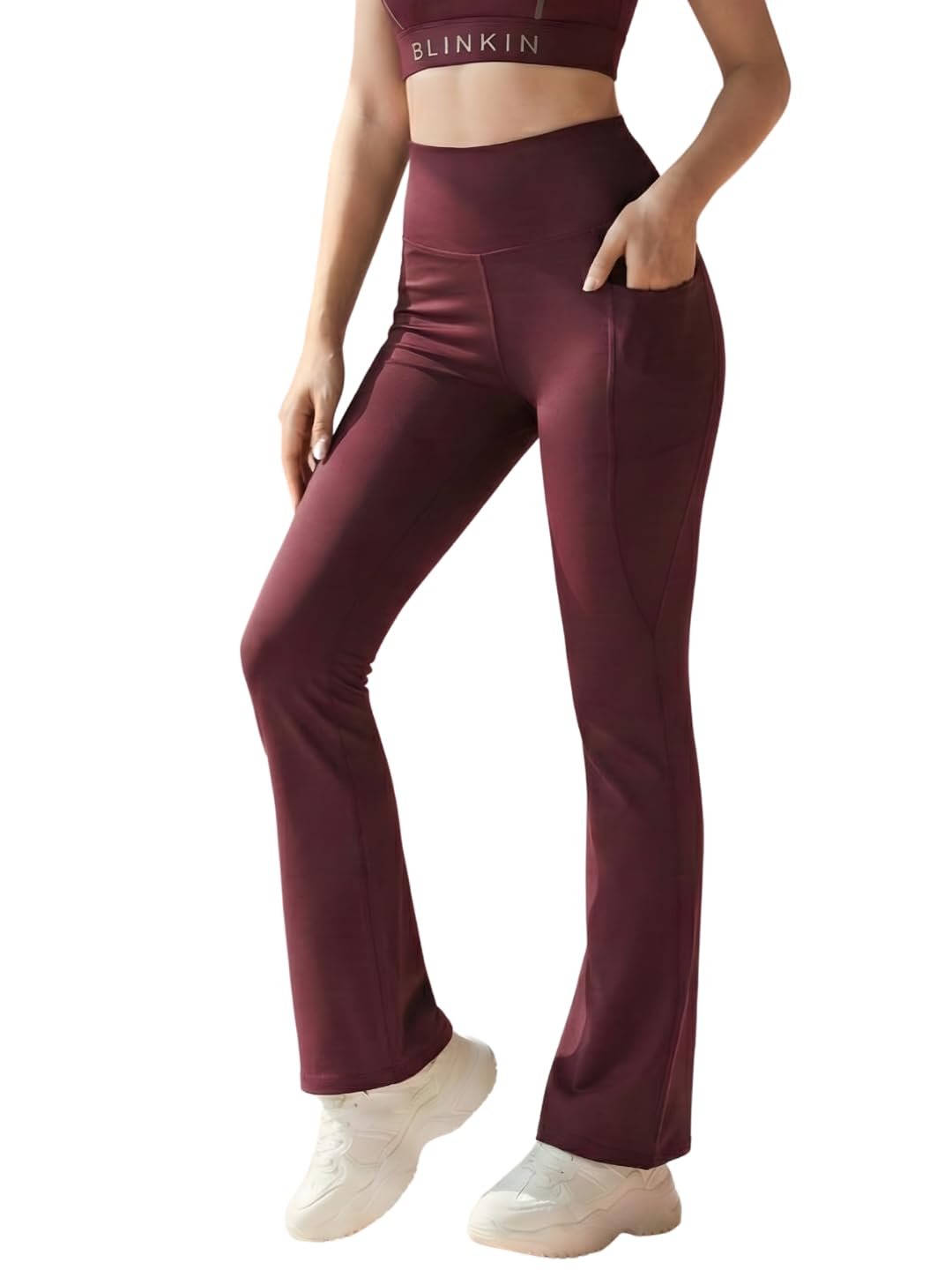 BLINKIN Flared Gym Pants for Women’s Workout – The Ultimate Yoga Pants | Workout Lowers | Gym Track Pants for Women with Side Pockets (2049)