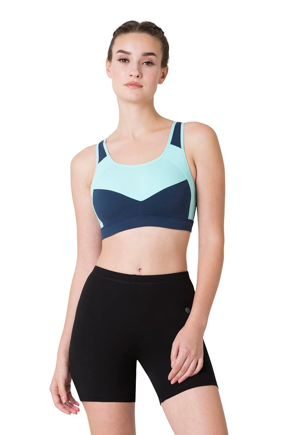 Van Heusen Women’s Cotton Sports Bra | Racerback | Medium Impact | Anti‑Bacterial Tech | Keeps you dry and Fresh | Sweat Absorbent | Ideal for Workout & Gym | Lightly padded | Slip -on Bra| Style 44004