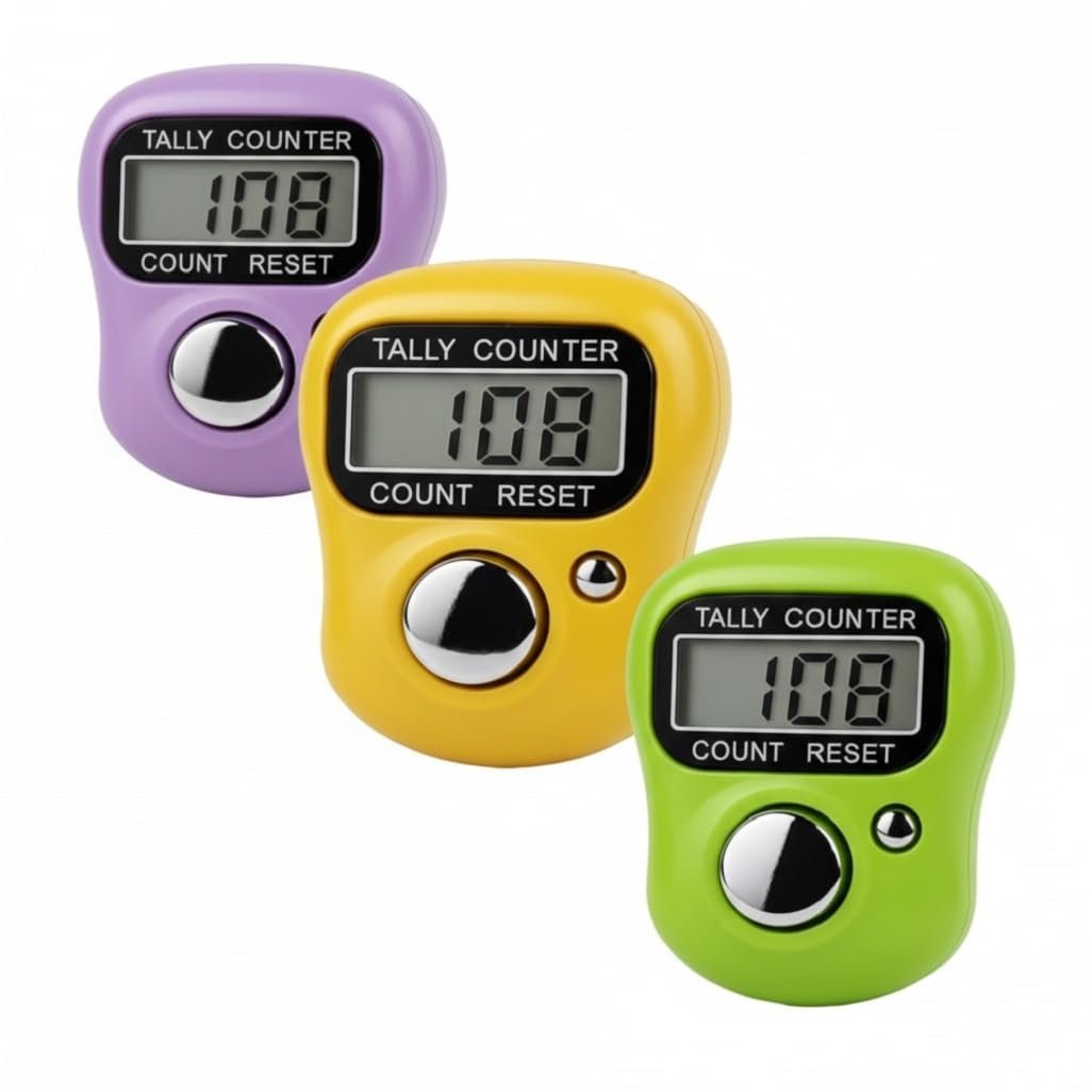 Pack Of 3 – Durable & Multi-use, Naam Jap Counter | Tally Counters Finger Ring | LED Display Screen, Counter For Chanting Mantra | Lightweight, Chanting Count Machine | Mantra Counting Device