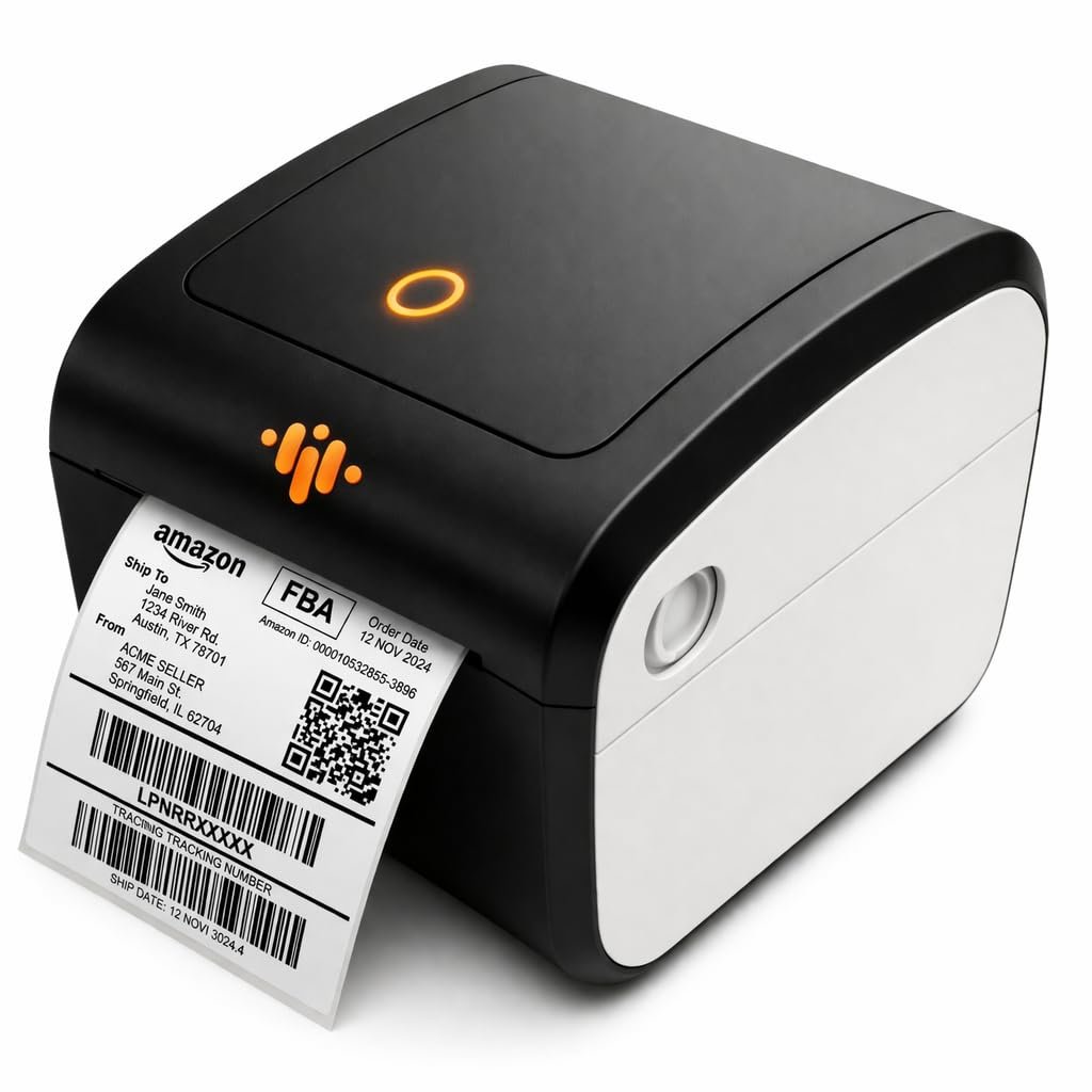 4″ Thermal Label Printer – Print Shipping Labels & Bills Instantly | Bluetooth + USB | Works with Mobile & PC | No Ink, Low Cost Printing