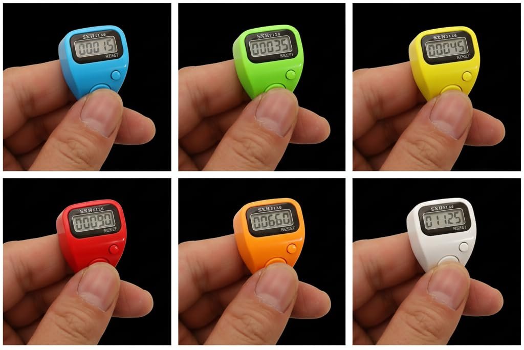 SHOPOLIFE Small Hand Tally Finger Ring Counting Device, Jap Counting Device for Mantra Jaap, Digital Head Electronic Tally Counter, 5 Digit (99999) Counter, 1 Pc, Multicolor
