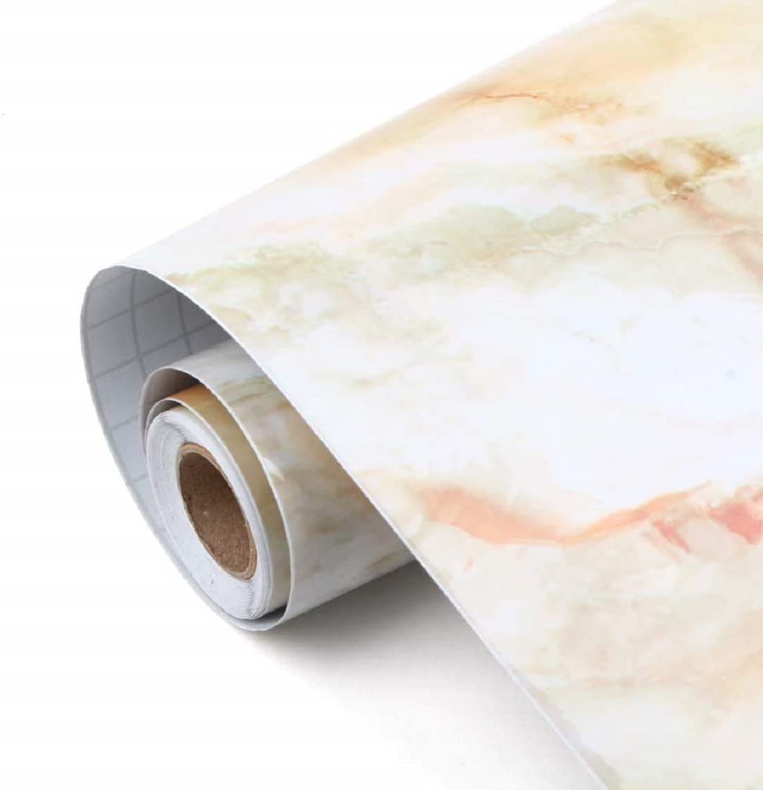 REPLEX Marble Vinyl Films Granite Look Foil Oil-Proof Waterproof Self Adhesive Wallpaper PVC Kitchen Bathroom Wall Sticker Contact Paper for countertop, Cabinet, Furniture (Light Orange)