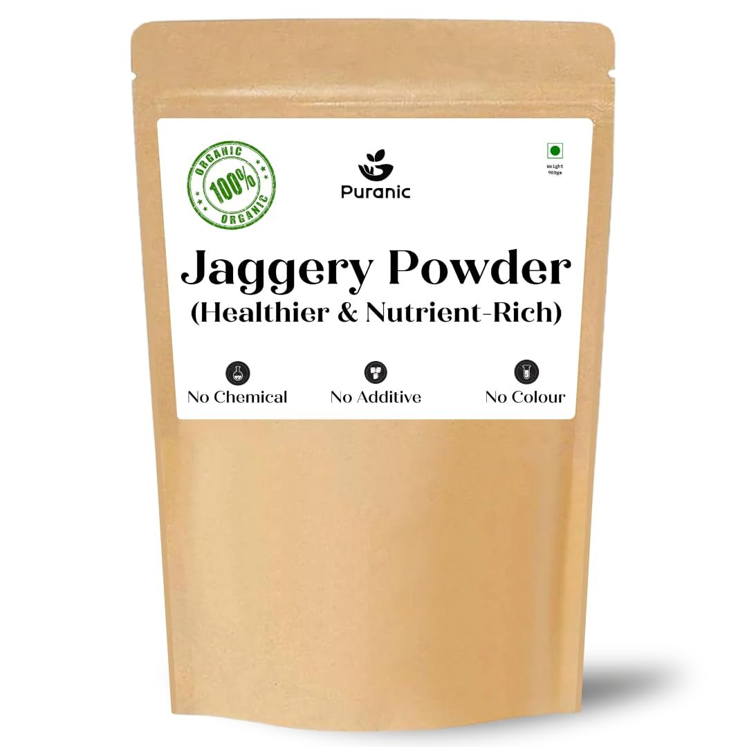 Puranic Jaggery Powder 900g | Chemical Free Gur Powder Jaggery Organic | Sugarcane Shakkar | Nattu Sakkarai 0.9 kg