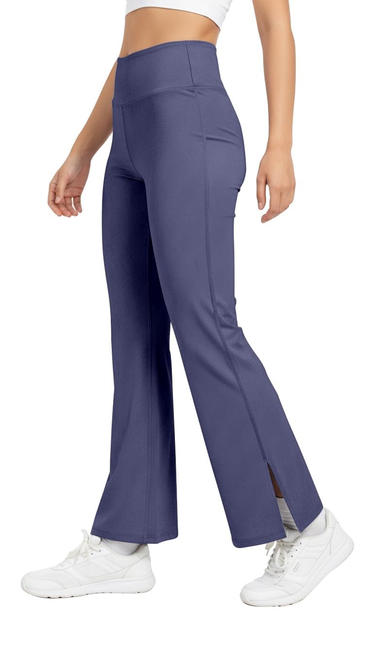 Mehrang High Waist Wide Leg with Side Slit || Stretchable Tights || Highwaist Sports Fitness Activewear Yoga Pants for Women