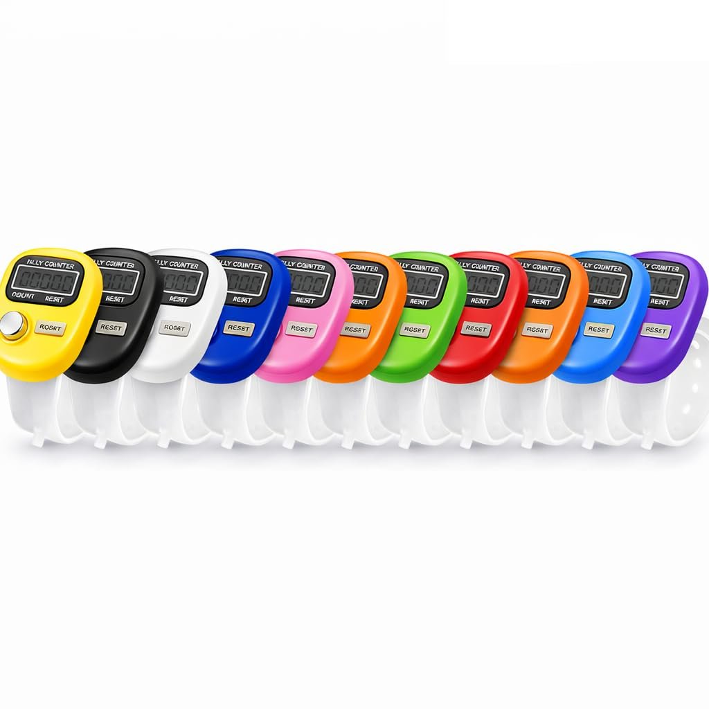 Mini Hand Tally Counter Finger Ring | Digital Electronic Head Count, Japa Counter Counting Machine for Mantra Jap, Mala Jaap Counter – Multicolor (Pack of-10)