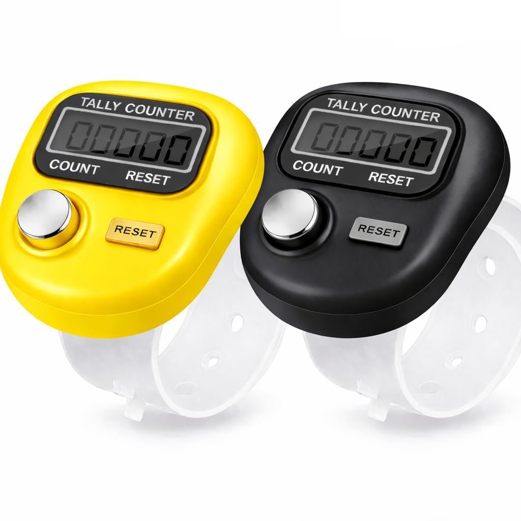 Naam Jap Counter | Mini Digital Tally Counter Finger Ring | Different Use Naam Jaap Chanting Count for Mantra Jap, Meditation, Prayer | Digital Counting Device-Multicolor (Pack of-2)