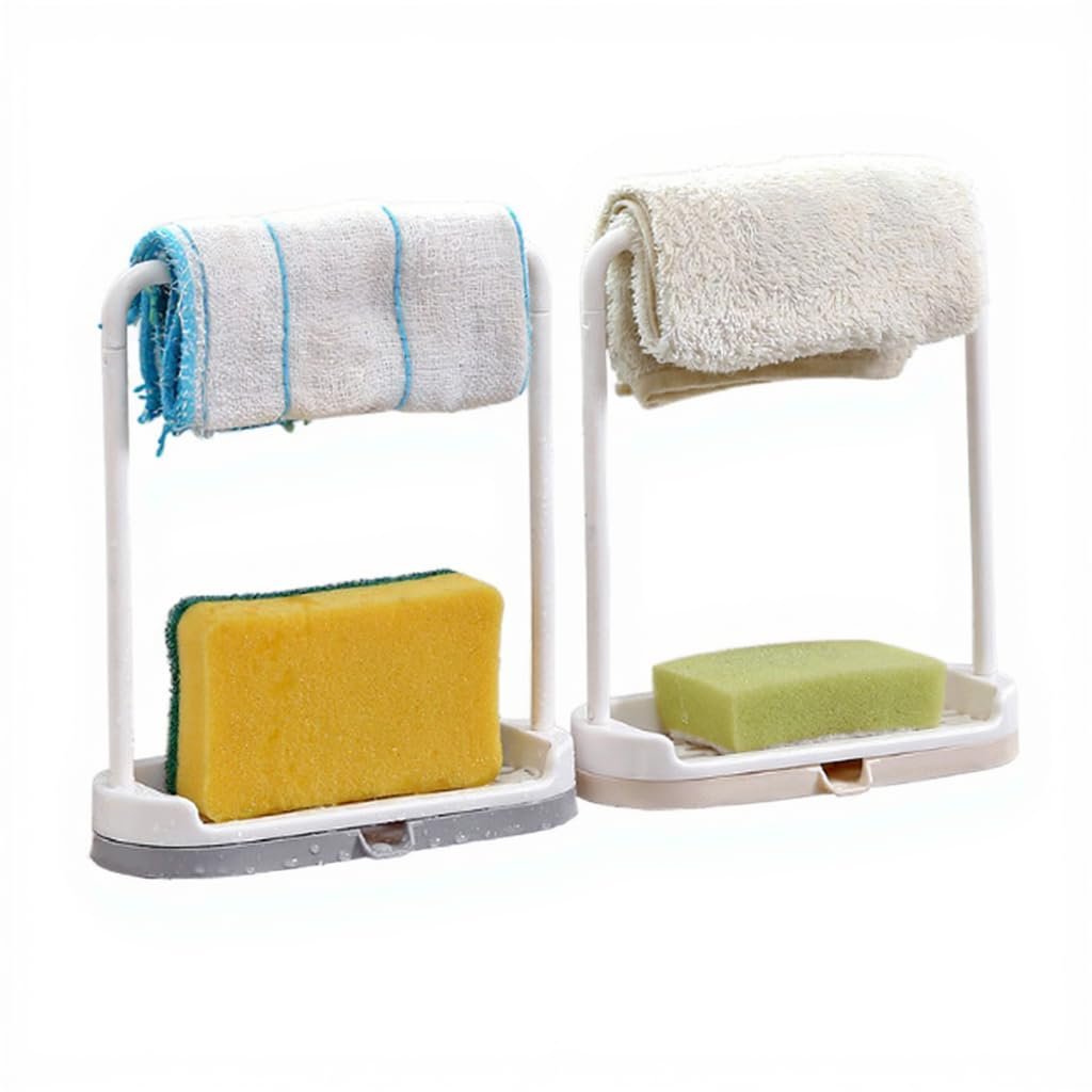 Kitchen Countertop Storage Rack Foldable Drying Towel & Dishcloth Drain Rack Plastic Lightweight Design Ideal for Kitchens & Bathrooms Secure Hanging Hook