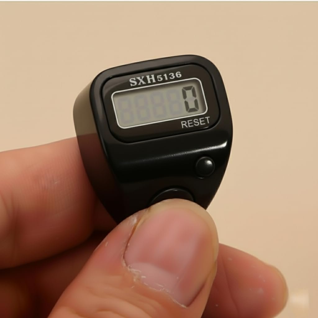 Black 5 Digit Naam Jap Counter|Tasbih Counter|Mini Digital Tally Counter Finger Ring|Chanting Count Machine for Meditation, Mantra Jap,Cricket Umpire|Digital Counting Device (Model No 505 Black)