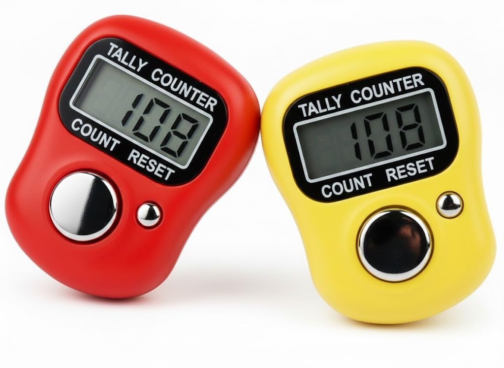 Naam Jaap Counter Finger Clicker Ring Electronic Light Digital Counting Machine for Cricket Umpire and Various Counting Purpose (Multicolor Pack of 2)