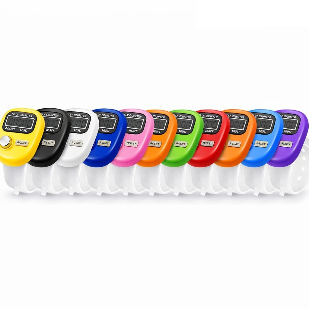 Naam Jap Counter | Mini Digital Tally Counter Finger Ring | Different Use Naam Jaap Chanting Count for Mantra Jap, Meditation, Prayer | Digital Counting Device-Multicolor (Pack of-10)