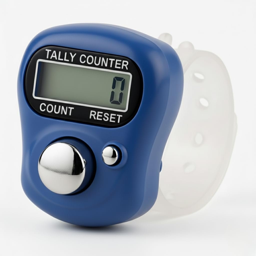 Mini Hand Tally Counter Finger Ring Digital Electronic Head Count,Japa Counter Counting Machine for Mantra Jap and Cricket Umpire and Various Counting Purpose Small(Pack of 1) (Blue)