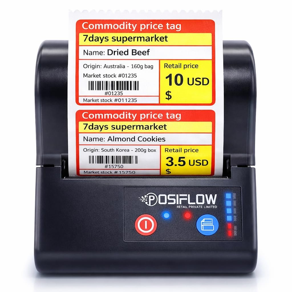 SHREYANS Latest (PSF80H 80mm Bluetooth Label + Receipt Portable Printer 80mm with Free Labels 3Inch