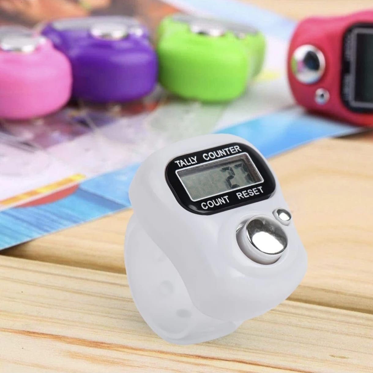 Mini Digital Finger Ring Tally Counter,Electronic Hand Head Count Machine for Japa Mantra Jap,Meditation, Cricket Umpire & Multi-Purpose Counting,Portable Small Multi-Color (Pack of 2)