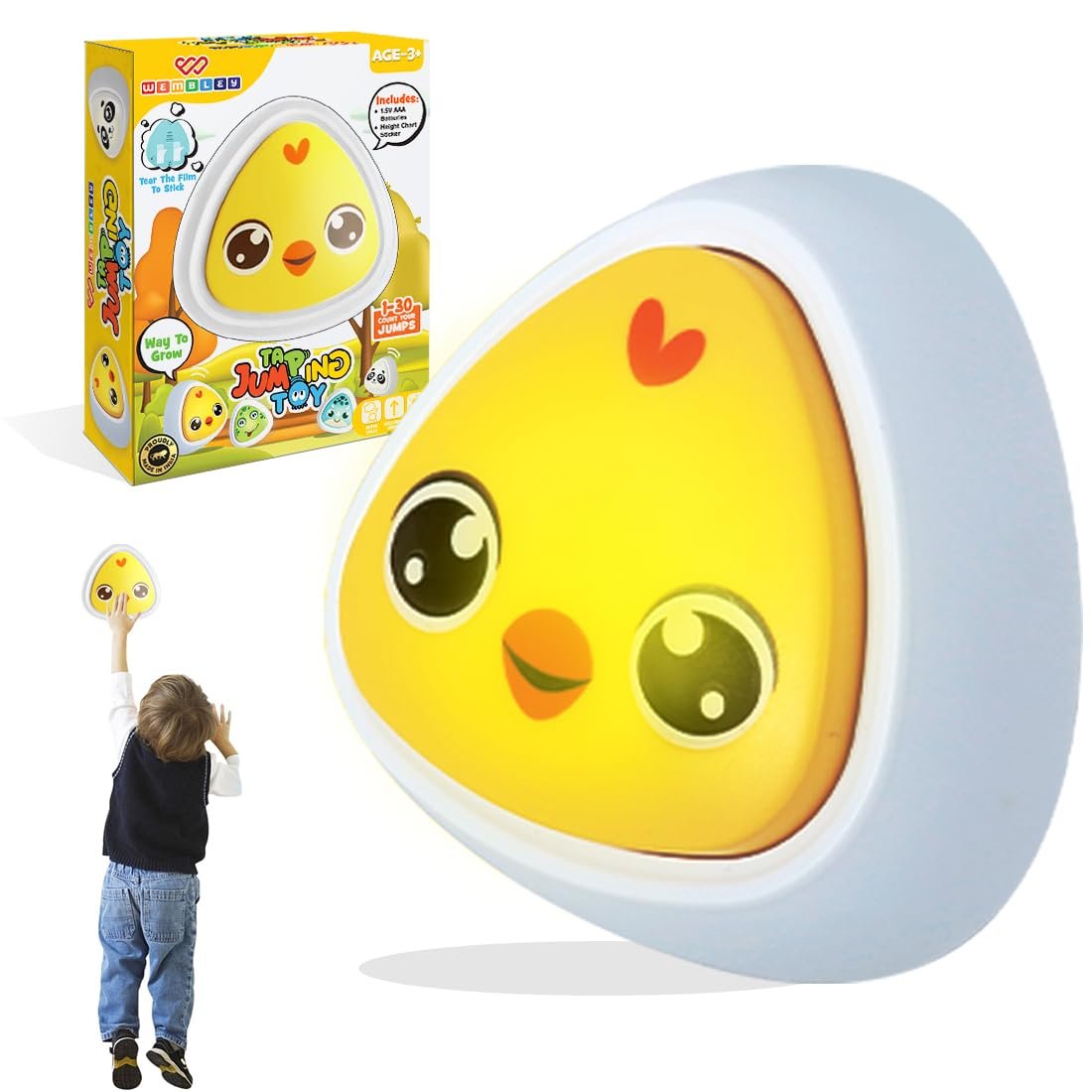 Wembley High Jump Counter Toy for Kids with Built in Sound & Light for Growth and Fun Training Boost Exercise Bounce Animal Buzzer Interactive Toy for Children 3+ Years – Chick