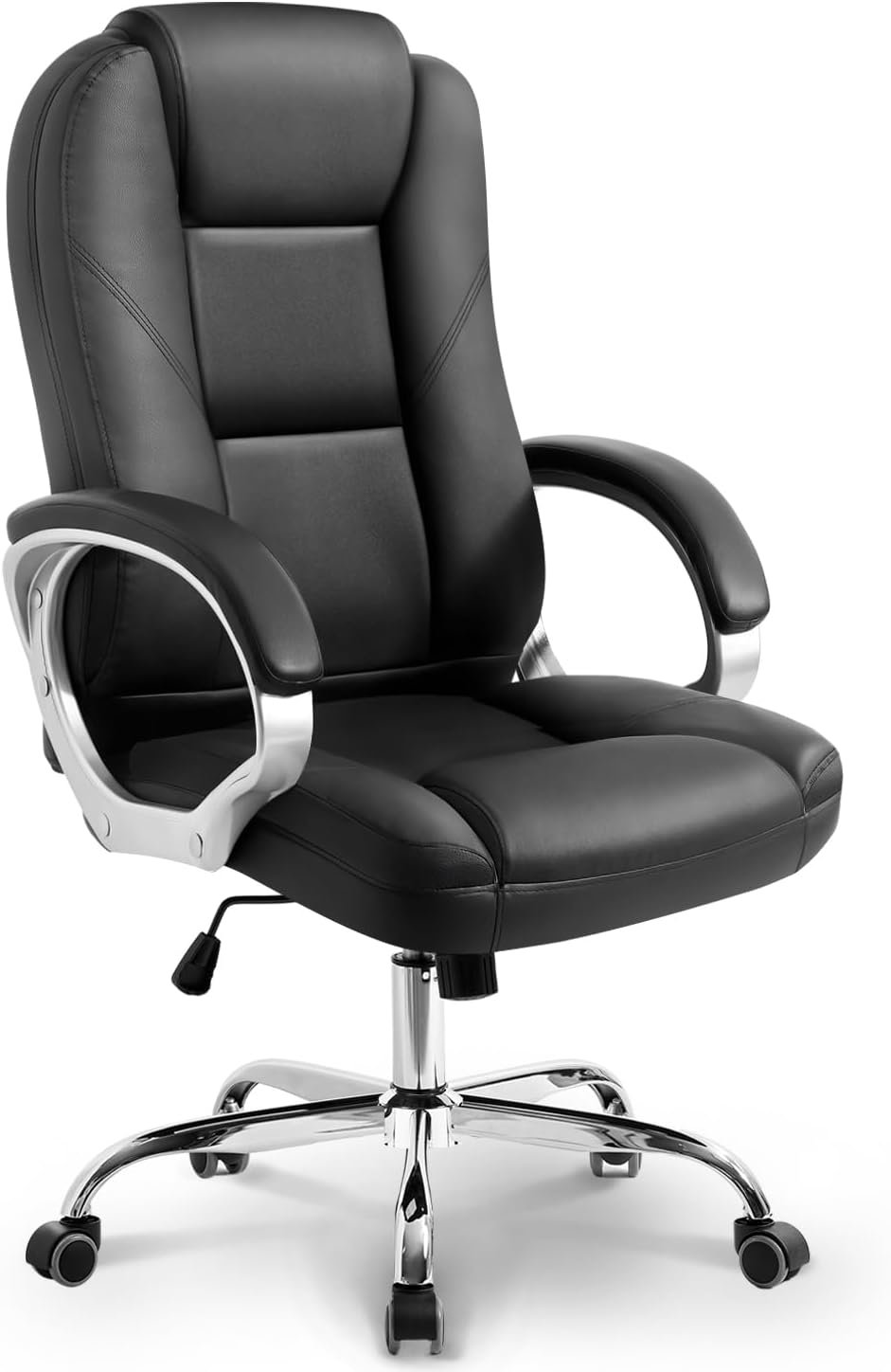 NEO Chair Office Desk Ergonomic Gaming Chair High Back Adjustable Computer Chair with Wheels and Lumbar Support Comfy Leather Executive Swivel (Jet Black)