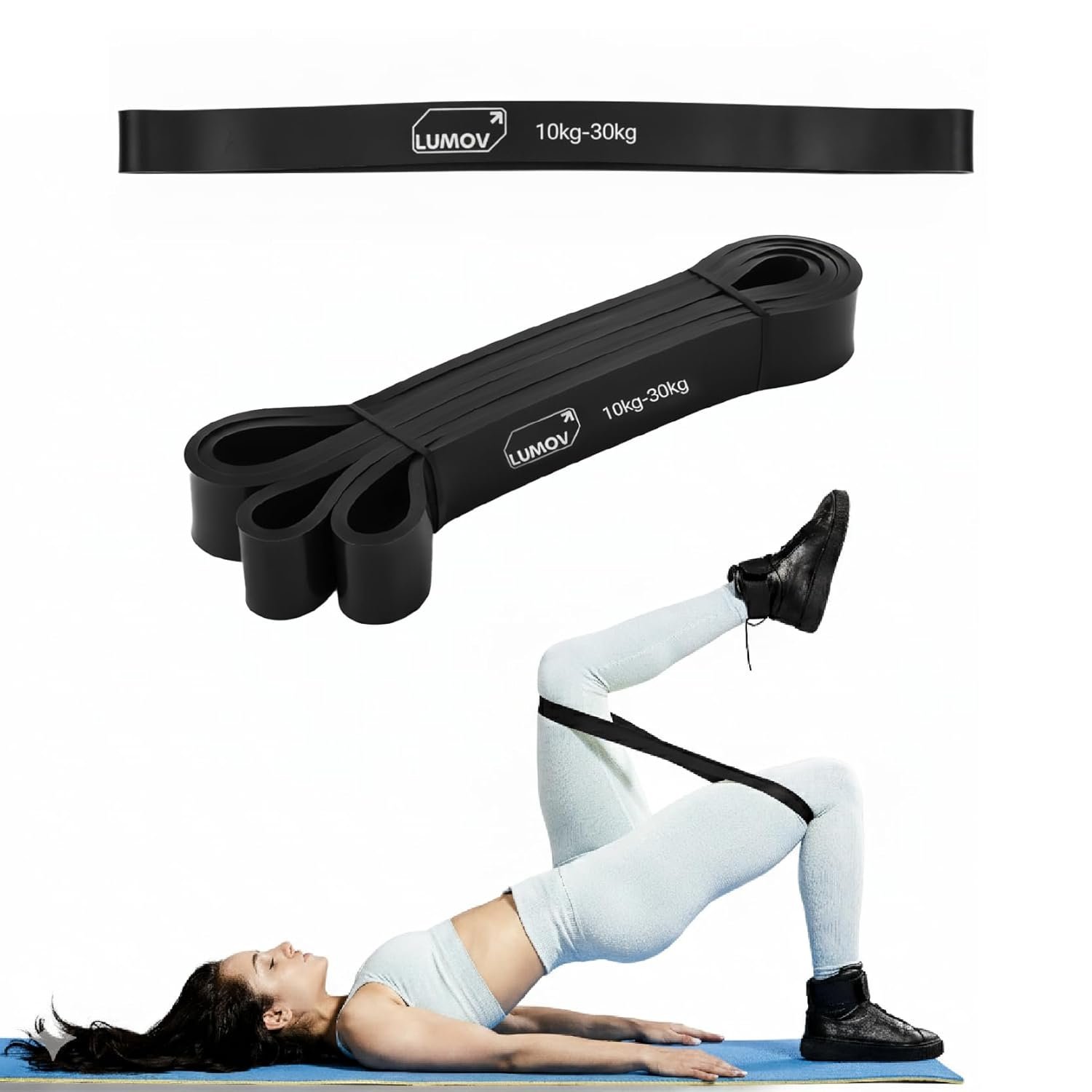 Resistance Band Ultima for Exercise, Stretching, Yoga & Home Workout, Durable Natural Latex for Strength Training, Full Body Fitness Physio & Rehab, Gym Band 10‑30kg (Black)