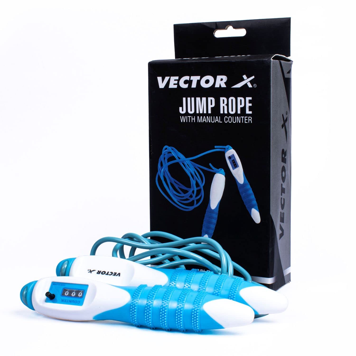 Vector X VX-720 Counter Skipping Rope (White-Blue)