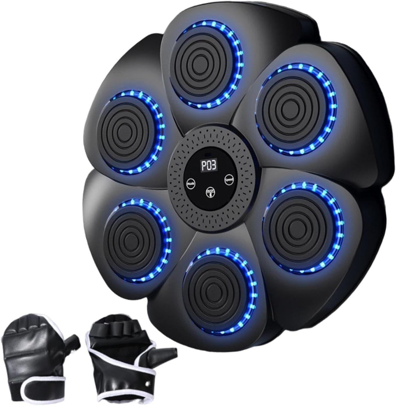 Dratal Music Punching Boxing Machine with LED RGB Light, Wall-Mounted Smart Boxing Trainer with Gloves, 9 Modes 18 Speed Punching Equipment for Kids Home Gym Indoor Fitness Training