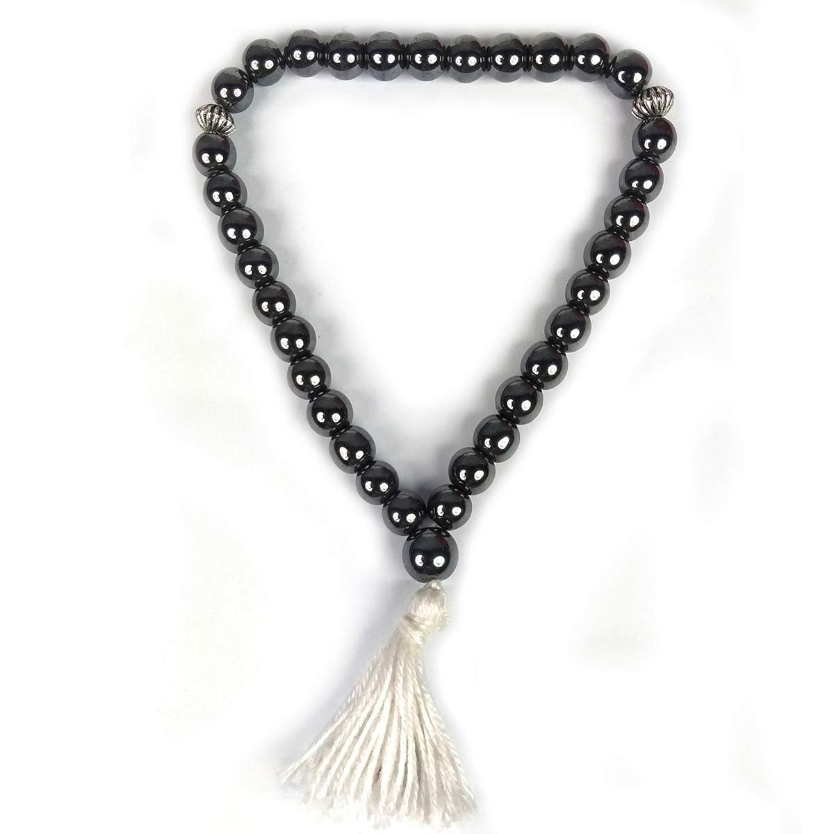 Reiki Crystal Products Natural Crystal Stone Hematite Tasbeeh for Muslim Prayer 33 Beads (Color : Silver)