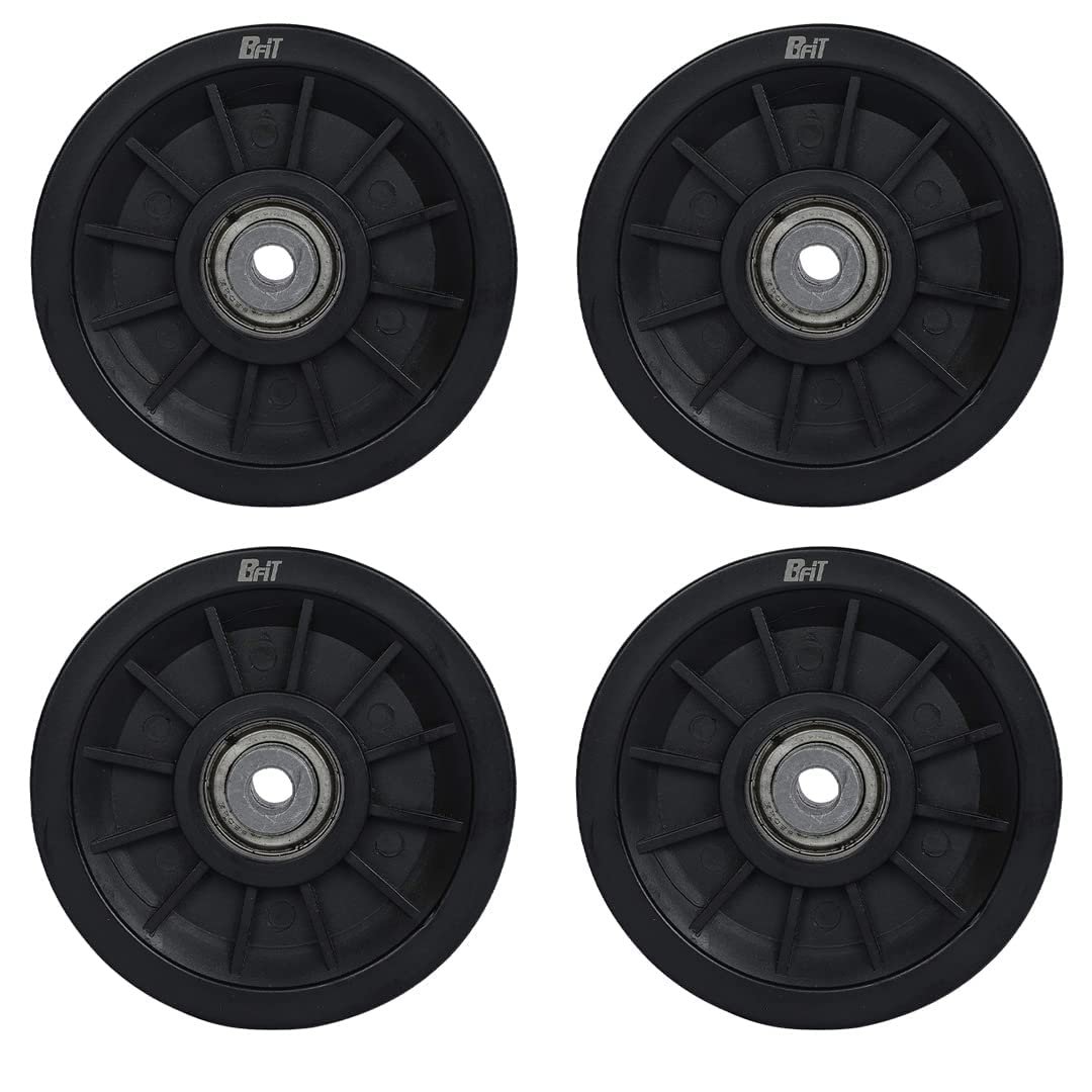 B Fit ABS Plastic Gym Pulley 110 MM with inbuilt Bearing and Bush- Heavy Duty Wheel Cable Gym Fitness Equipment Replacement (4 Pcs)