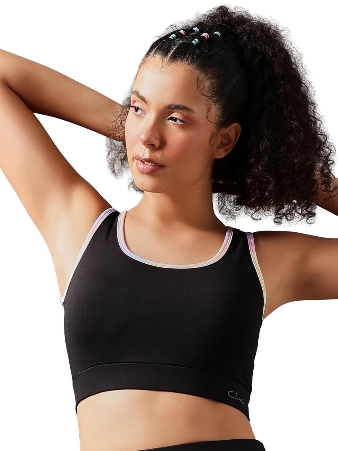 Clovia Women’s Medium Impact Padded Non-Wired Sports Bra with Removable Cups