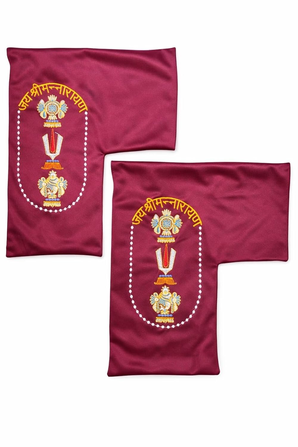 Jai Shri Narayan Embroidered Gaumukhi Bag (L-Shape) | Tulsi/Rudraksha Mala Jap Bag for Meditation & Chanting