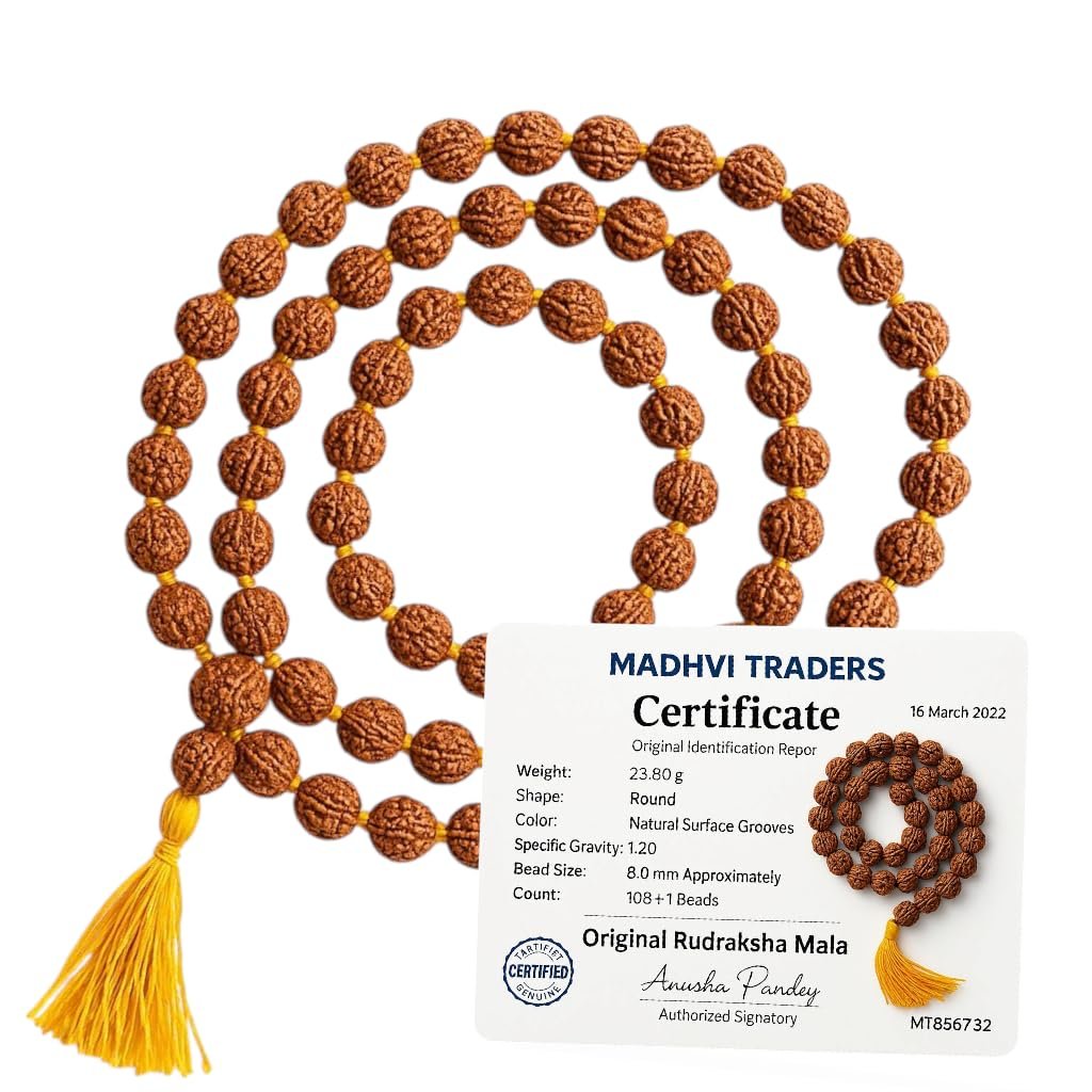 Nepali Rudraksha Mala 108 Beads | Original Rudraksha from Nepal for Shiv Bhakti, Meditation, Jap & Grah Shanti | Length 20 Inches | 1 Pc