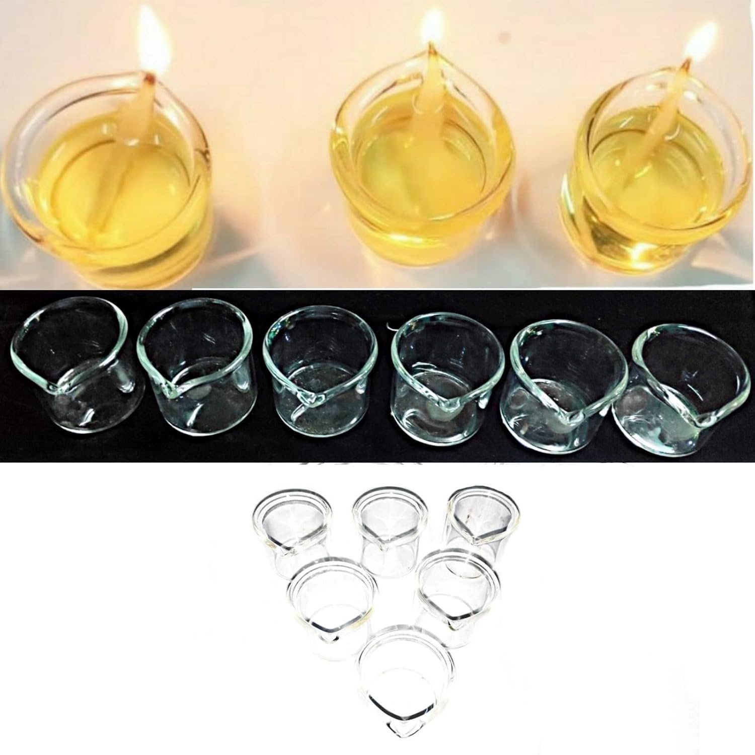 Glass Special Borosilicate Diwali Diya Temperature & Heat Resistance Diya 6 Pieces Combo Value Pack
