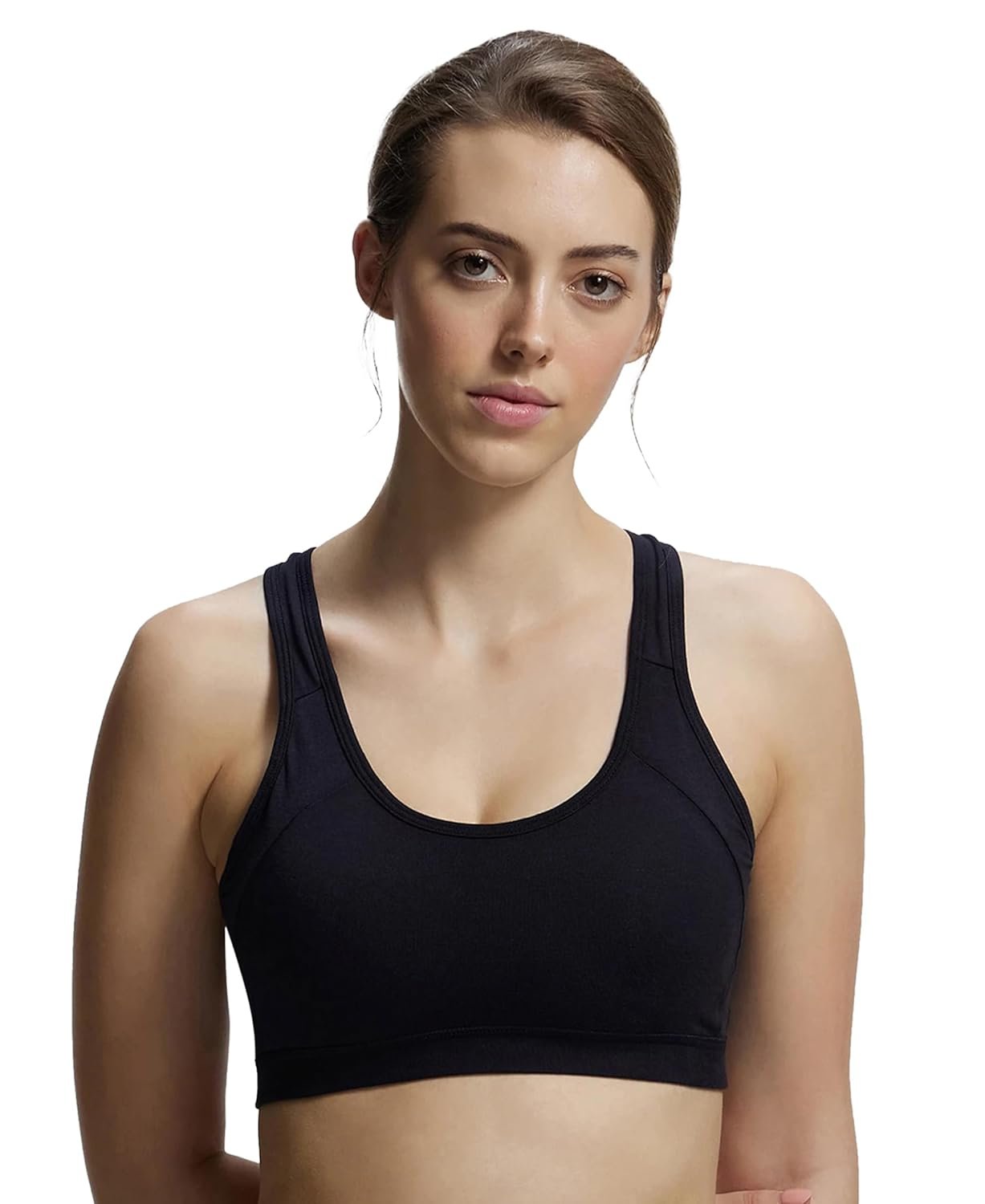 Jockey 1380 Women Super Combed Cotton Active Bra | Wirefree | Padded | Racer Back Styling | Fabric (Prints May Vary)