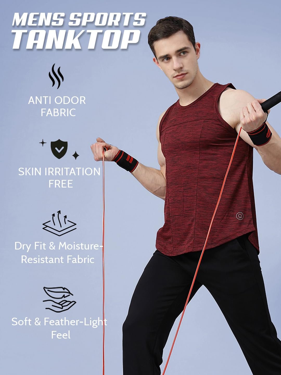 CHKOKKO Tank tops Sleeveless T-shirt for Men Dry Fit Vest Gym Wear Textured Pattern Stylish Round Neck Running Sando for Sports Workout Fitness & Casual or Beach Wear