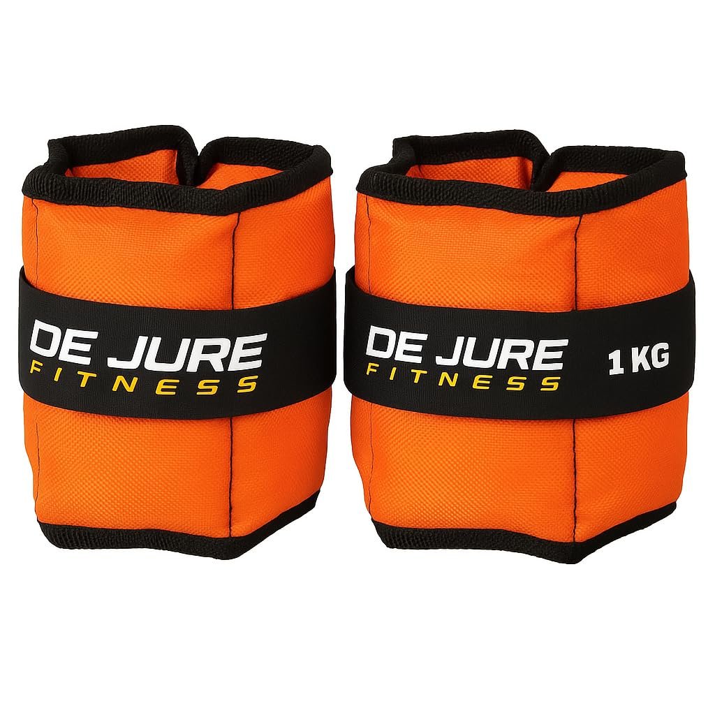 De Jure Fitness Adjustable Ankle & Wrist Weights Pair (1KG x 2) for Men & Women | Strength Training, Walking, Running, Workout, Yoga | Comfortable, Durable | Orange – 2KG