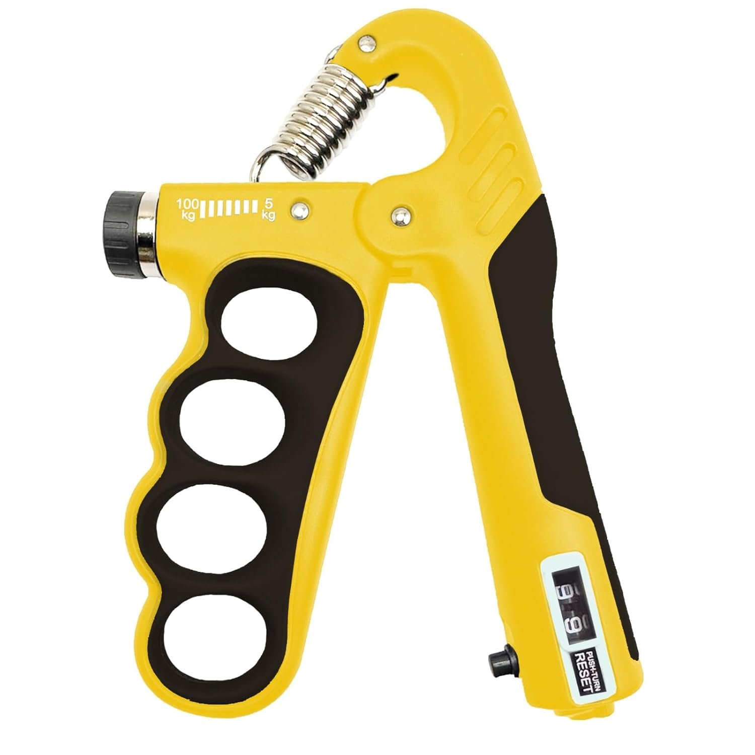 Adjustable Hand Gripper (5kg–100kg) | Metal Hand Gripper Combo with Counter for Hand Strength Training (Yellow & Black) Pack of 1