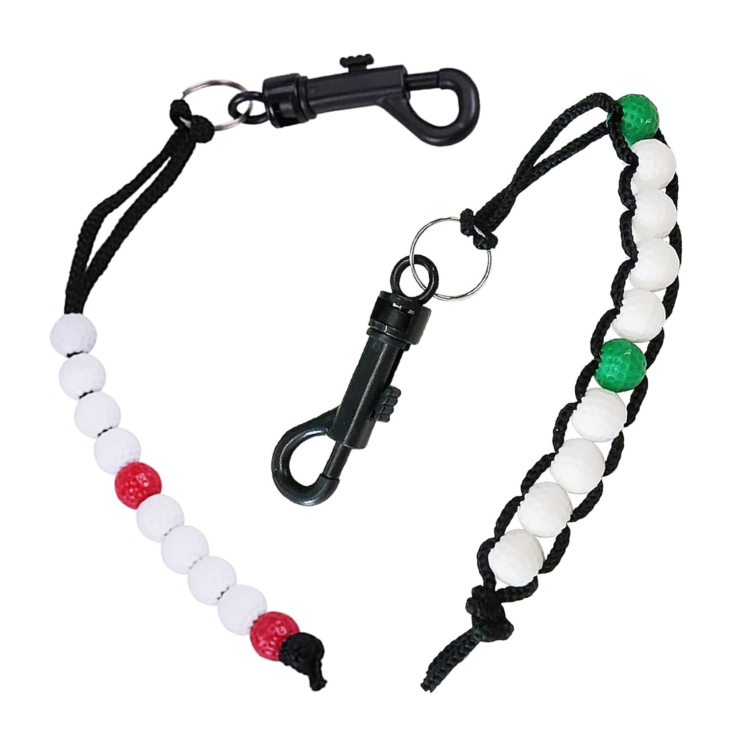 2 Pcs Golf Shot Counter, Golf Accessories with Plastic Beads in White Green Black Red, Portable Score Counter for Men Women Junior Golfers, Durable Material for Practice and Competitions