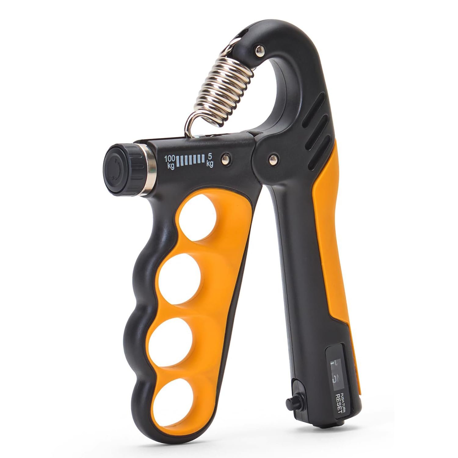 Boldfit Hand Gripper 100kg Hand Grip Forearm Strengthener Finger Gripper Exercise Gym Hand Grip Strengthener With Counter Hand Griper For Men & Women Five Finger Gripper – 100kg Orange