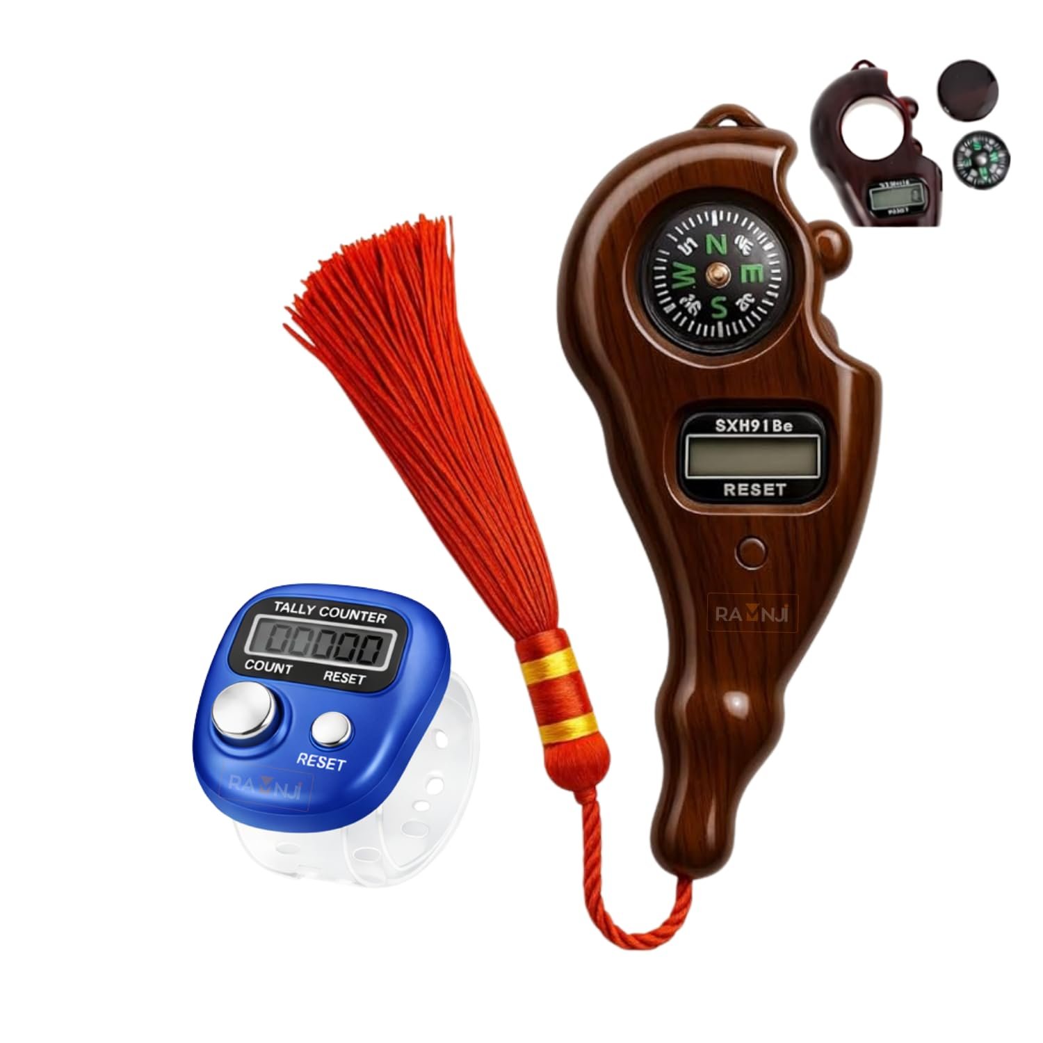 Mantra Jaap Mala Digital Counter Tally Counting with Compass Machine Finger Portable Hand Mini Ring Tasbih Misbaha -Different Use Naam Mantra Jaap Umpire-Multi-Color- 1+1 Mantra Jaap-Combo